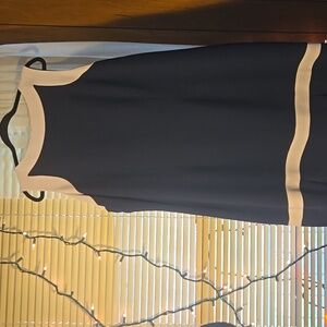 Black and Cream Sheath Midi Dress for Cocktail